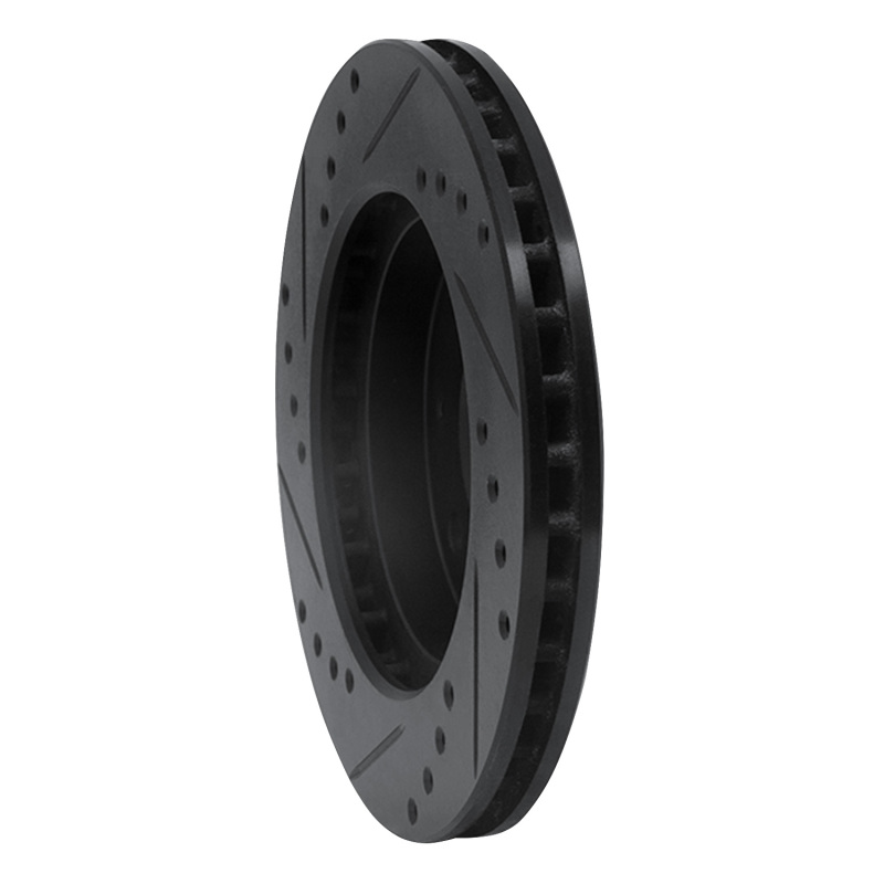 Dodge Colt Brake Rotor (1) - Front Right - R1 Concepts - Drilled & Slotted - Black - `88-`07